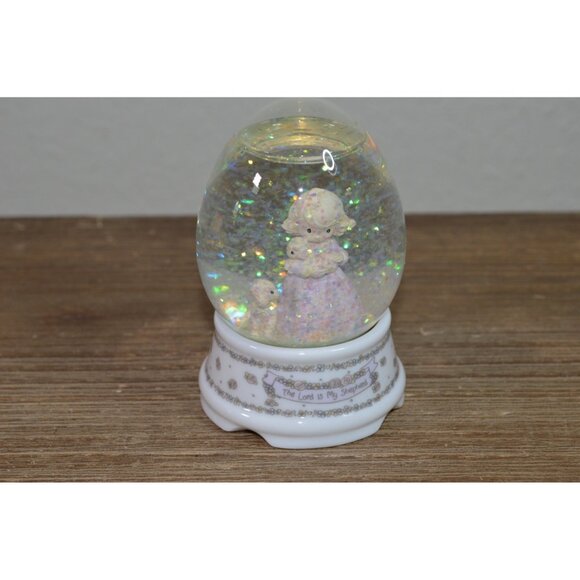 Precious Moments Water Globe The Lord Is My Shepard Girls Lamb READ - Picture 1 of 8